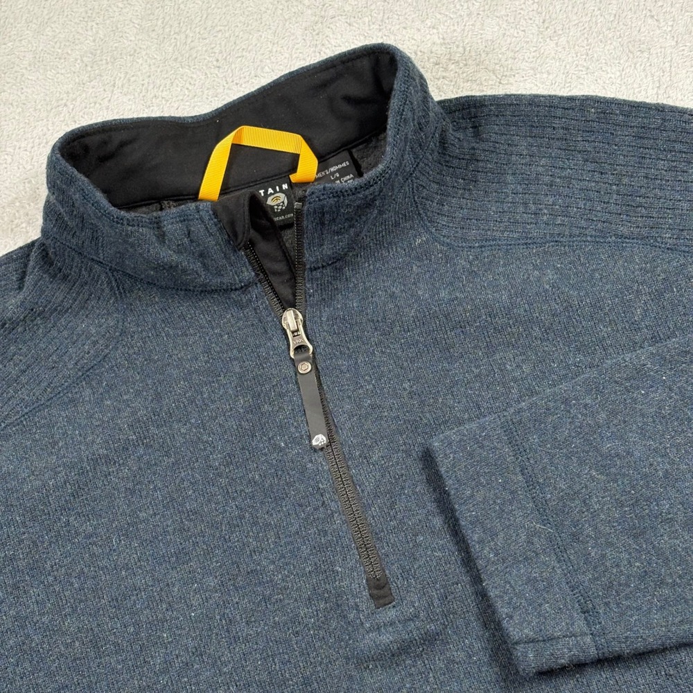 Mountain Hardwear Mens Wool Blend 1/4 Zip Pullover Sweater Blue OM2872 Large